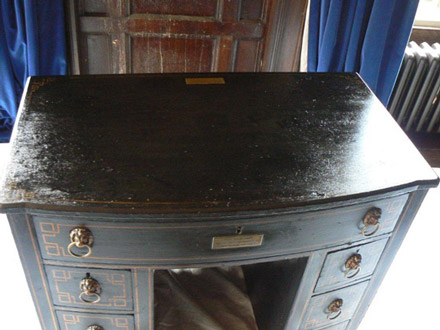 Byrons desk, Newstead abbey after treatment following water damage 